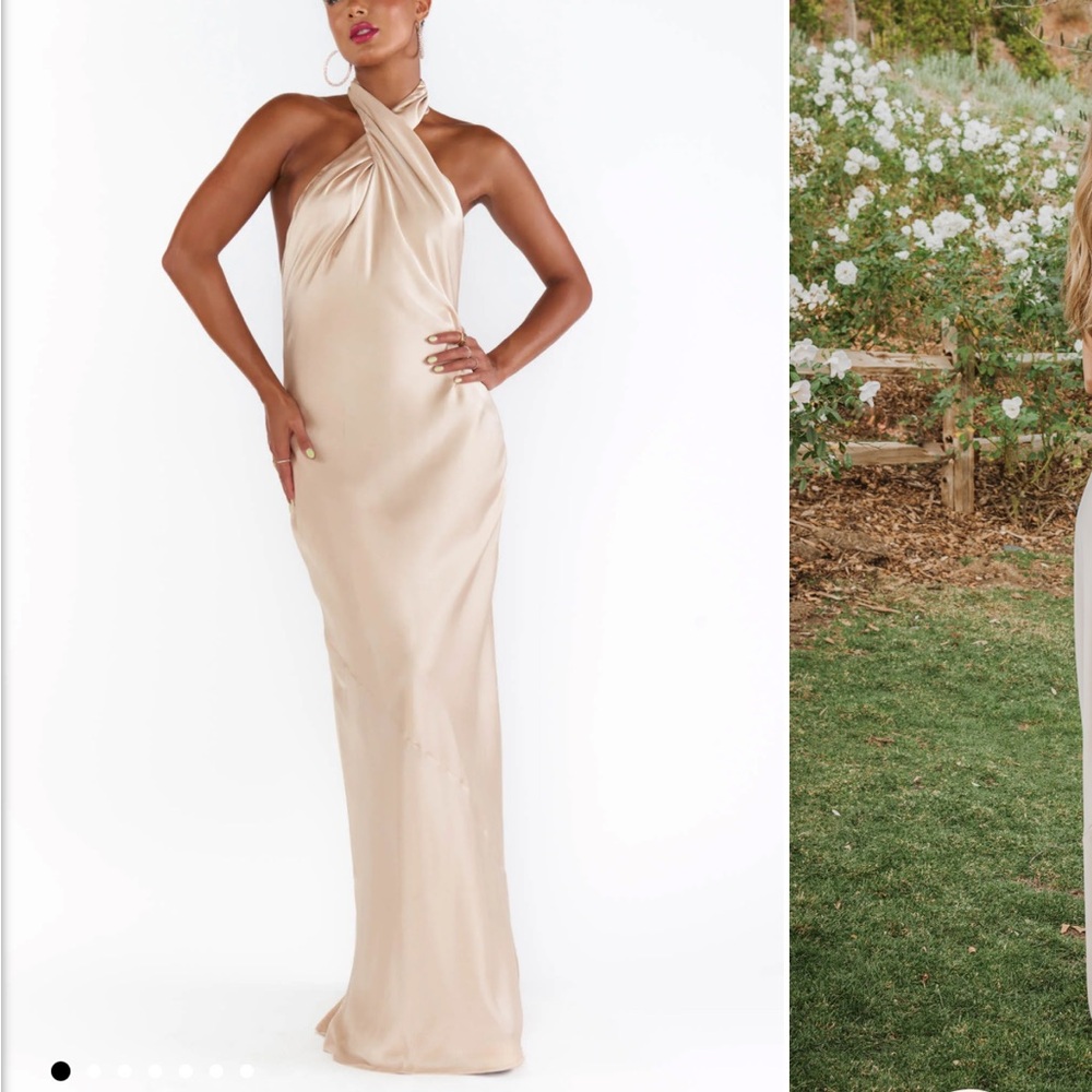 Jasmine Halter Maxi Dress Champagne